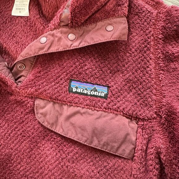 Patagonia Women's Re-Tool Snap-T Size Medium Pullover Red Polartec Fleece - Picture 4 of 6